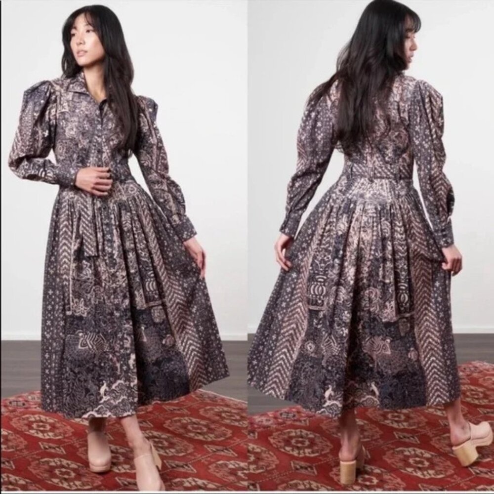 Ulla Johnson Lucinda Victorian Corduroy Puff Sleeve Twilight Dress 2